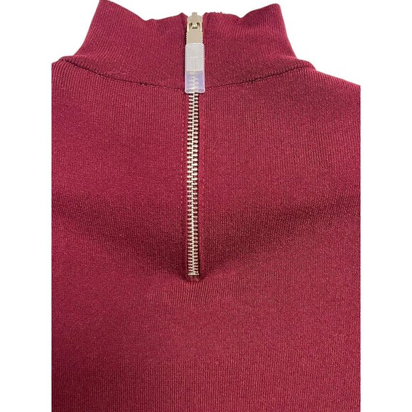 Ted Baker Dress Womens Small Oxblood Red Cream Short Sleeve Knit Bodycon Evelynn - Picture 6 of 12